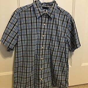 Gap blue plaid button up shirt men’s size medium